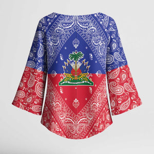 Afro Haiti Paisley Kimono Sleeve Blouse Haitian Flag Bandana Style