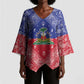 Afro Haiti Paisley Kimono Sleeve Blouse Haitian Flag Bandana Style