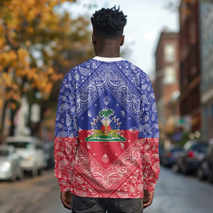 Afro Haiti Paisley Long Sleeve Shirt Haitian Flag Bandana Style - African Pride