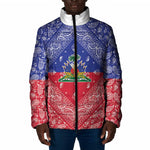 Afro Haiti Paisley Padded Jacket Haitian Flag Bandana Style
