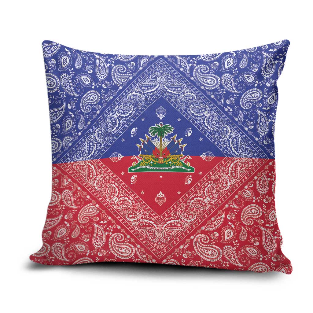 Afro Haiti Paisley Pillow Cover Haitian Flag Bandana Style