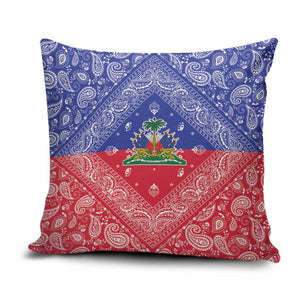 Afro Haiti Paisley Pillow Cover Haitian Flag Bandana Style