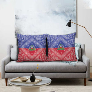 Afro Haiti Paisley Pillow Cover Haitian Flag Bandana Style