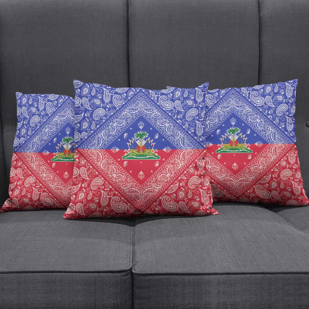 Afro Haiti Paisley Pillow Cover Haitian Flag Bandana Style