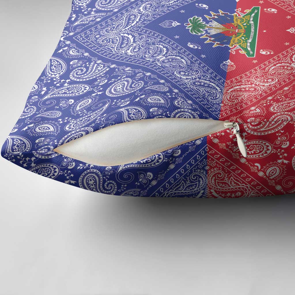 Afro Haiti Paisley Pillow Cover Haitian Flag Bandana Style