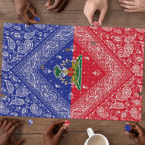 Afro Haiti Paisley Puzzle Haitian Flag Bandana Style