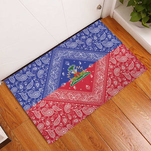 Afro Haiti Paisley Rubber Doormat Haitian Flag Bandana Style - African Pride