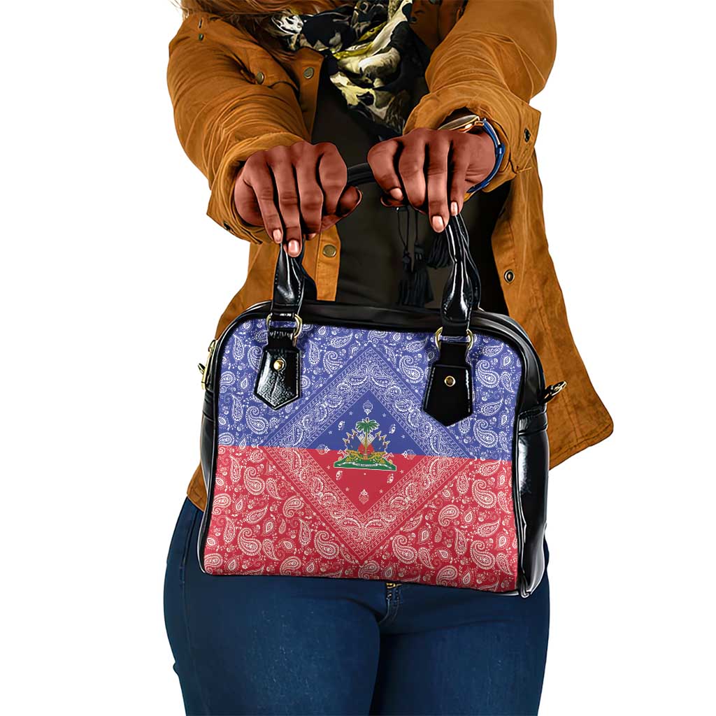 Afro Haiti Paisley Shoulder Handbag Haitian Flag Bandana Style - African Pride