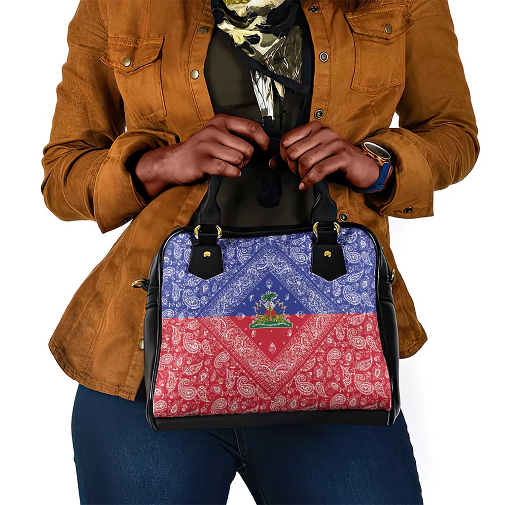 Afro Haiti Paisley Shoulder Handbag Haitian Flag Bandana Style - African Pride