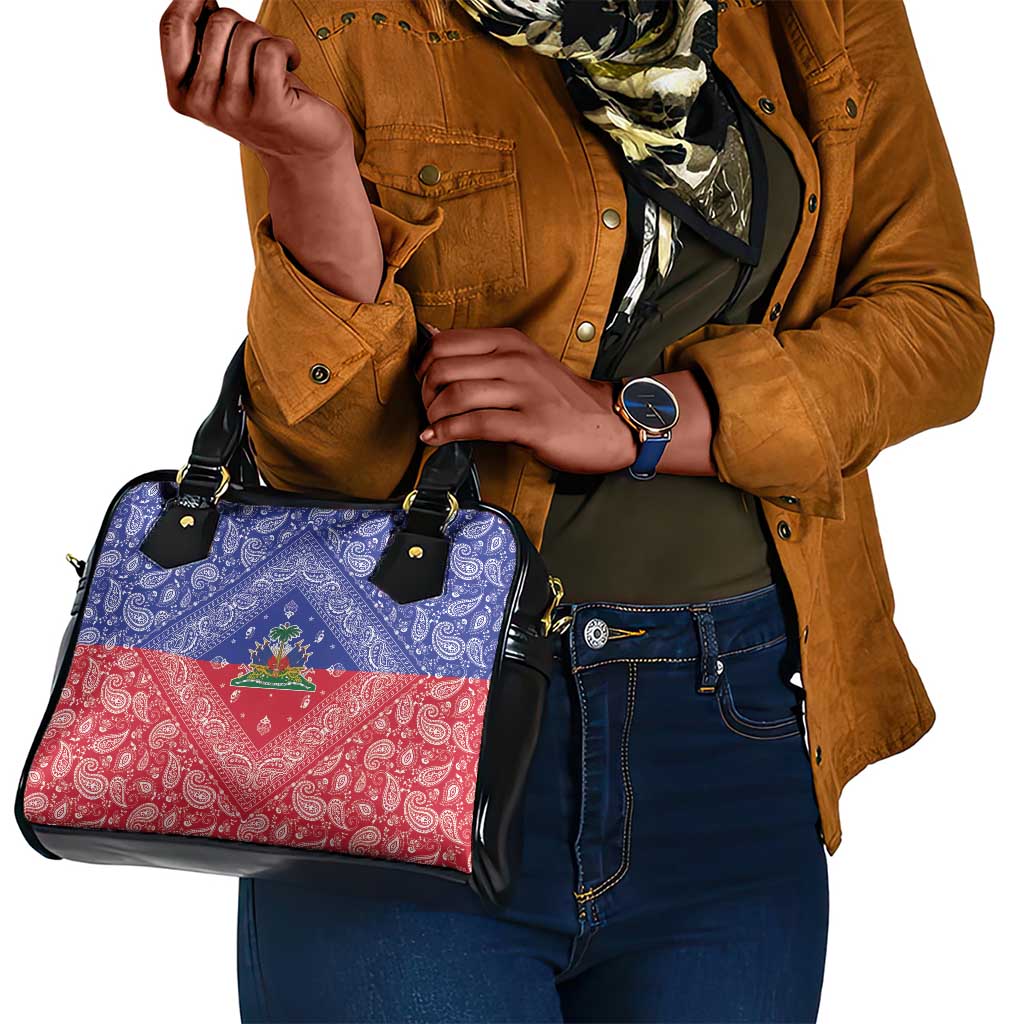 Afro Haiti Paisley Shoulder Handbag Haitian Flag Bandana Style - African Pride
