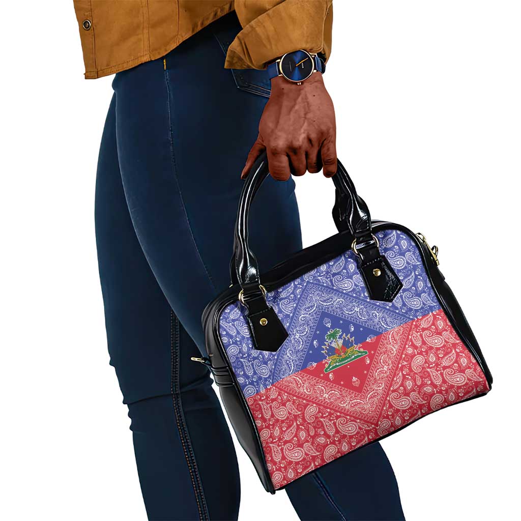 Afro Haiti Paisley Shoulder Handbag Haitian Flag Bandana Style - African Pride