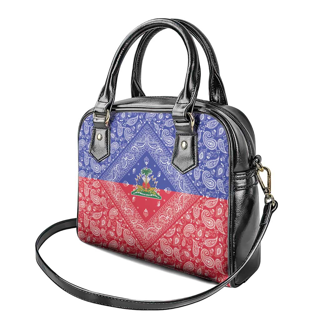 Afro Haiti Paisley Shoulder Handbag Haitian Flag Bandana Style - African Pride