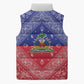 Afro Haiti Paisley Sleeveless Puffer Jacket Haitian Flag Bandana Style