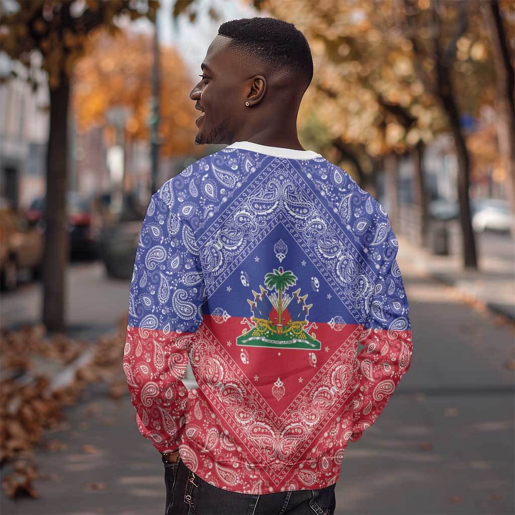 Afro Haiti Paisley Sweatshirt Haitian Flag Bandana Style - African Pride