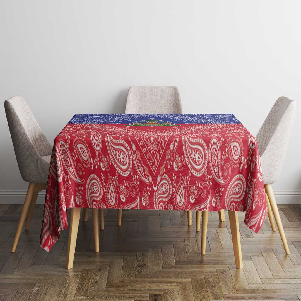 Afro Haiti Paisley Tablecloth Haitian Flag Bandana Style - African Pride