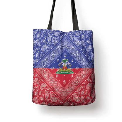 Afro Haiti Paisley Tote Bag Haitian Flag Bandana Style