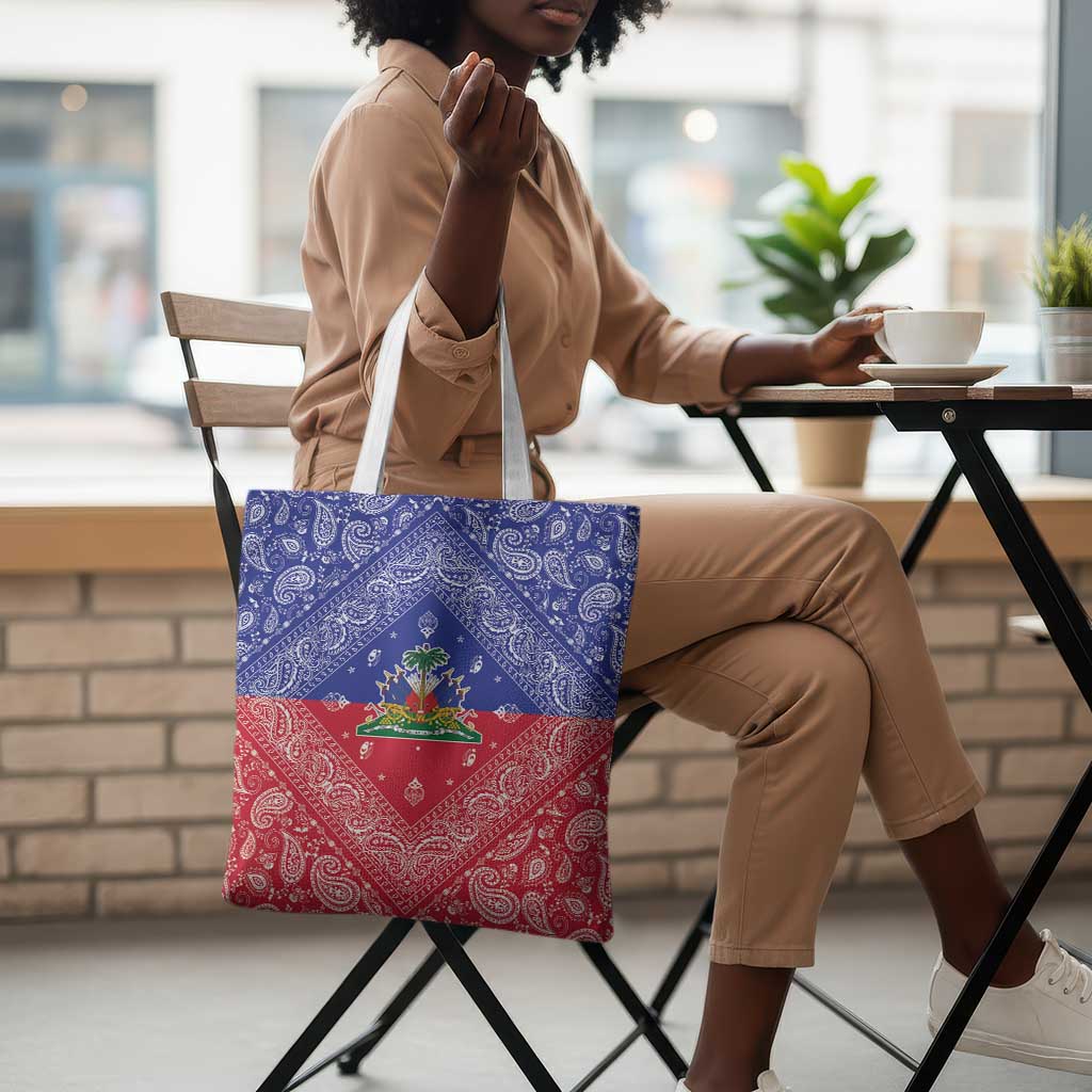 Afro Haiti Paisley Tote Bag Haitian Flag Bandana Style