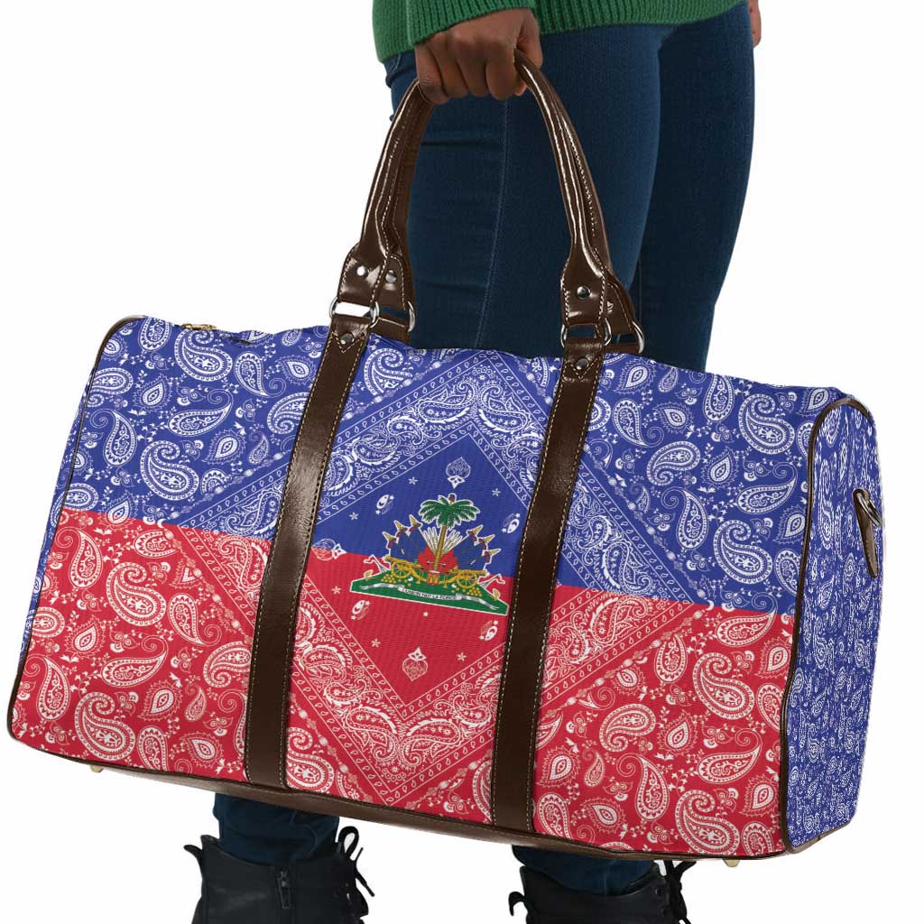 Afro Haiti Paisley Travel Bag Haitian Flag Bandana Style