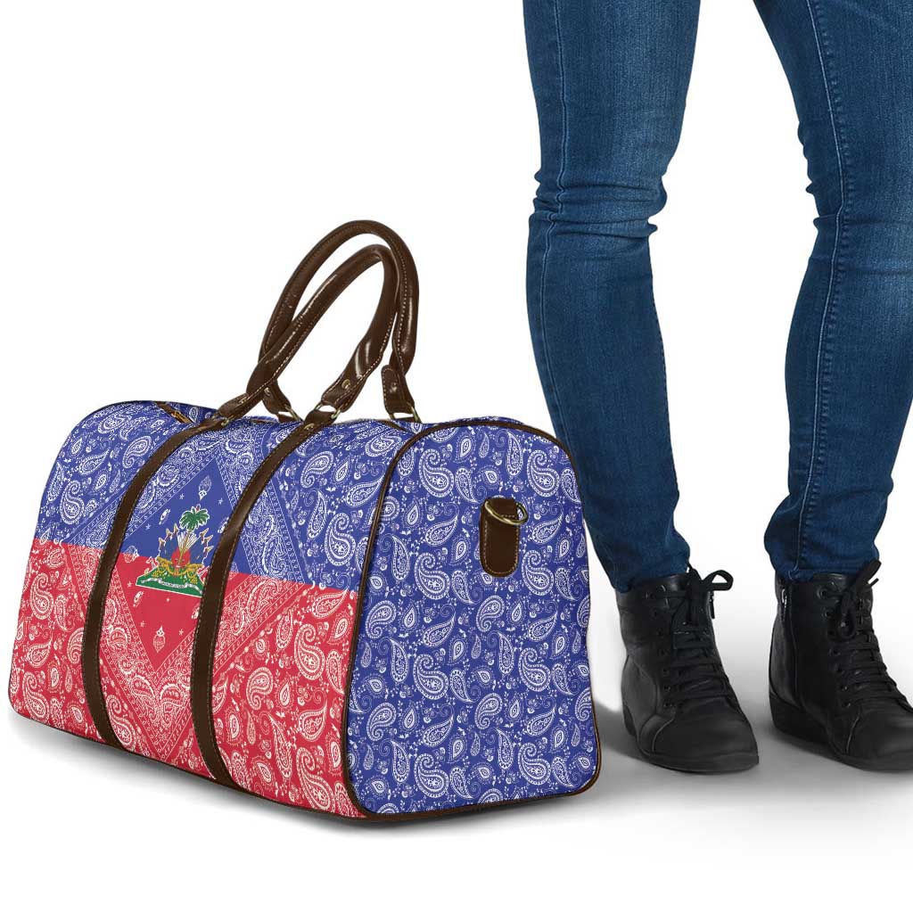 Afro Haiti Paisley Travel Bag Haitian Flag Bandana Style