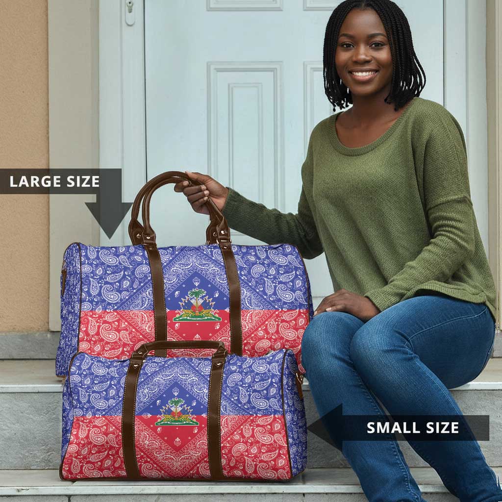 Afro Haiti Paisley Travel Bag Haitian Flag Bandana Style