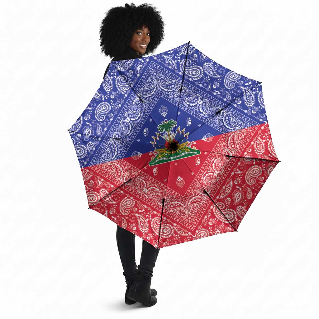 Afro Haiti Paisley Umbrella Haitian Flag Bandana Style