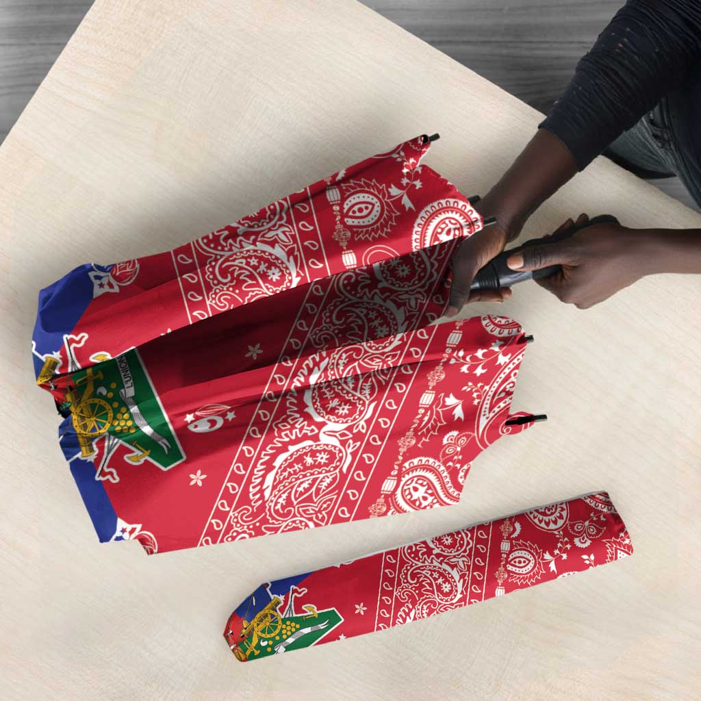 Afro Haiti Paisley Umbrella Haitian Flag Bandana Style