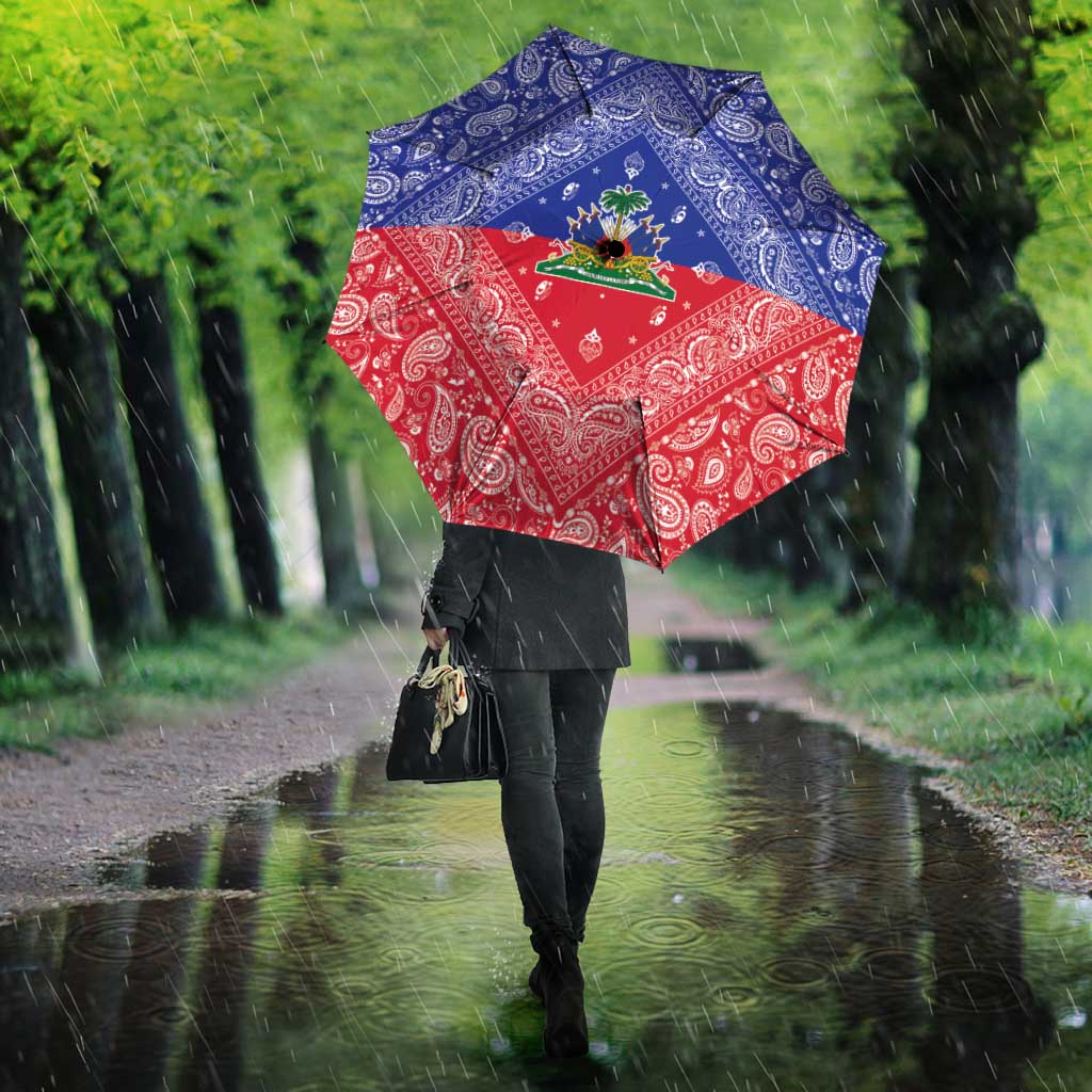 Afro Haiti Paisley Umbrella Haitian Flag Bandana Style