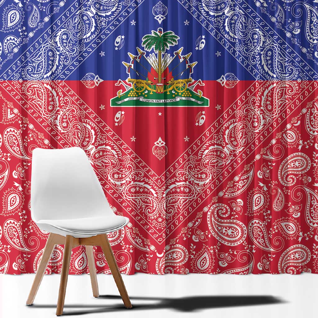 Afro Haiti Paisley Window Curtain Haitian Flag Bandana Style - African Pride