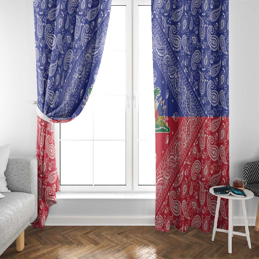 Afro Haiti Paisley Window Curtain Haitian Flag Bandana Style - African Pride