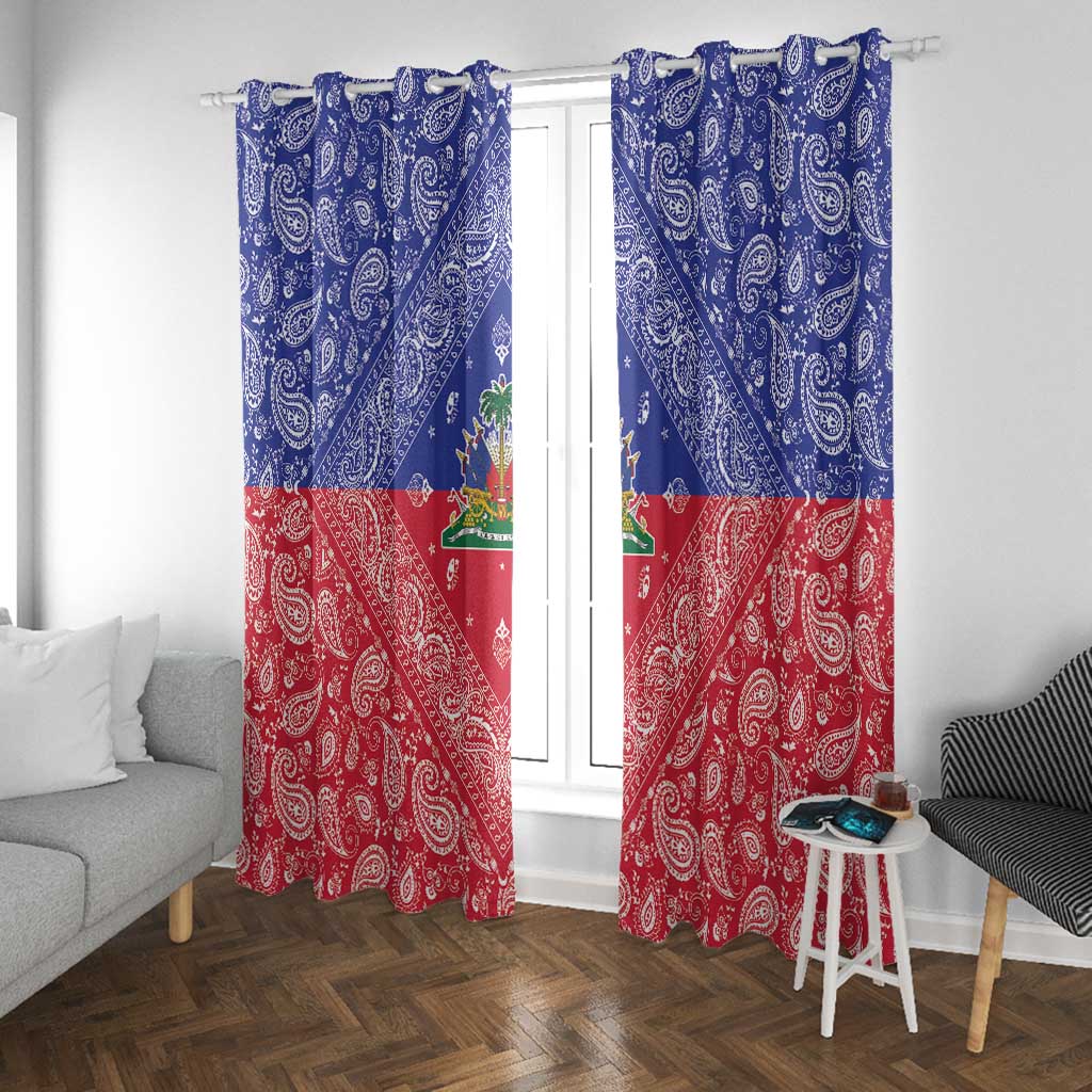 Afro Haiti Paisley Window Curtain Haitian Flag Bandana Style - African Pride