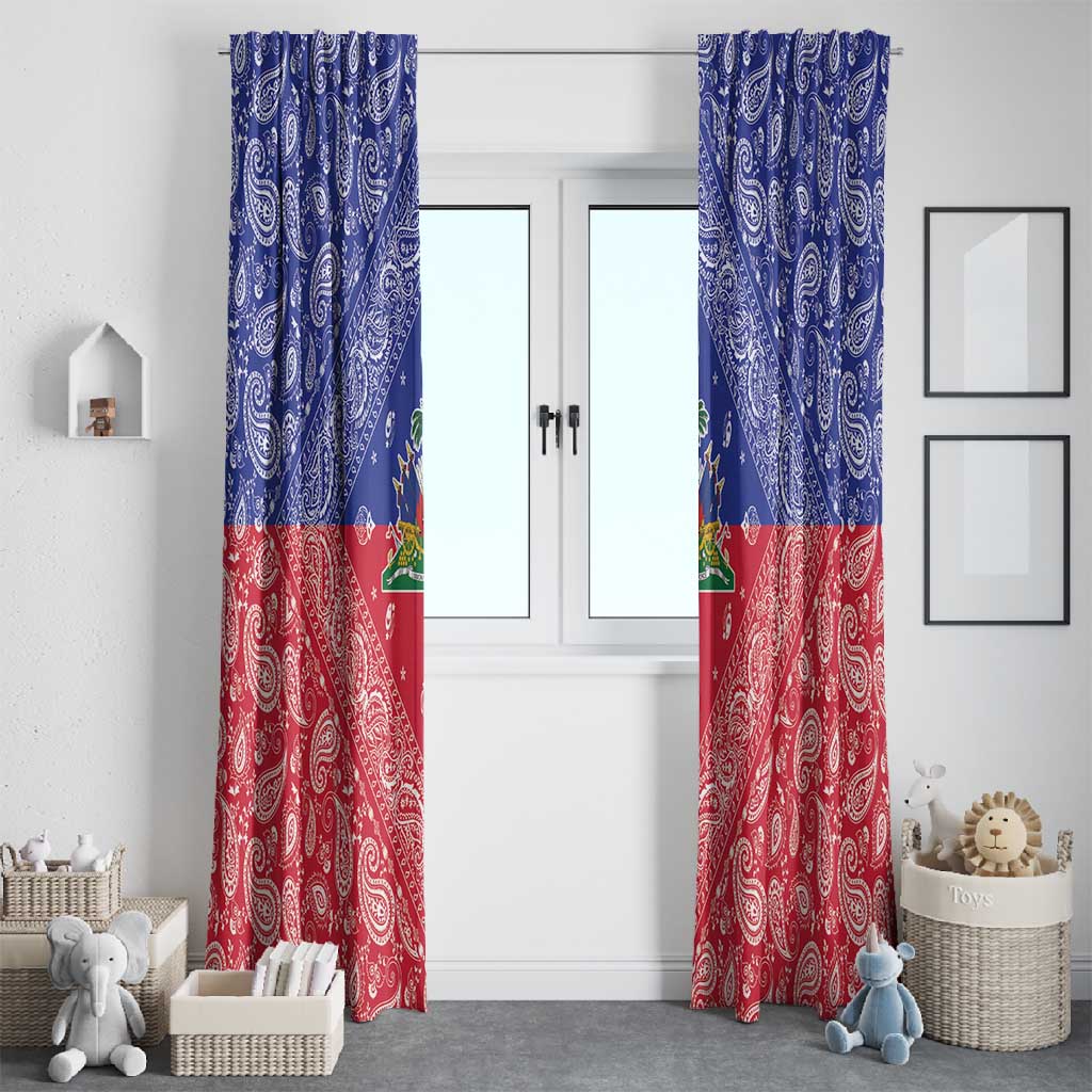 Afro Haiti Paisley Window Curtain Haitian Flag Bandana Style - African Pride