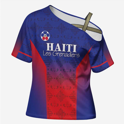 Custom Afro Haiti Football Cross Shoulder Shirt Sporty Style