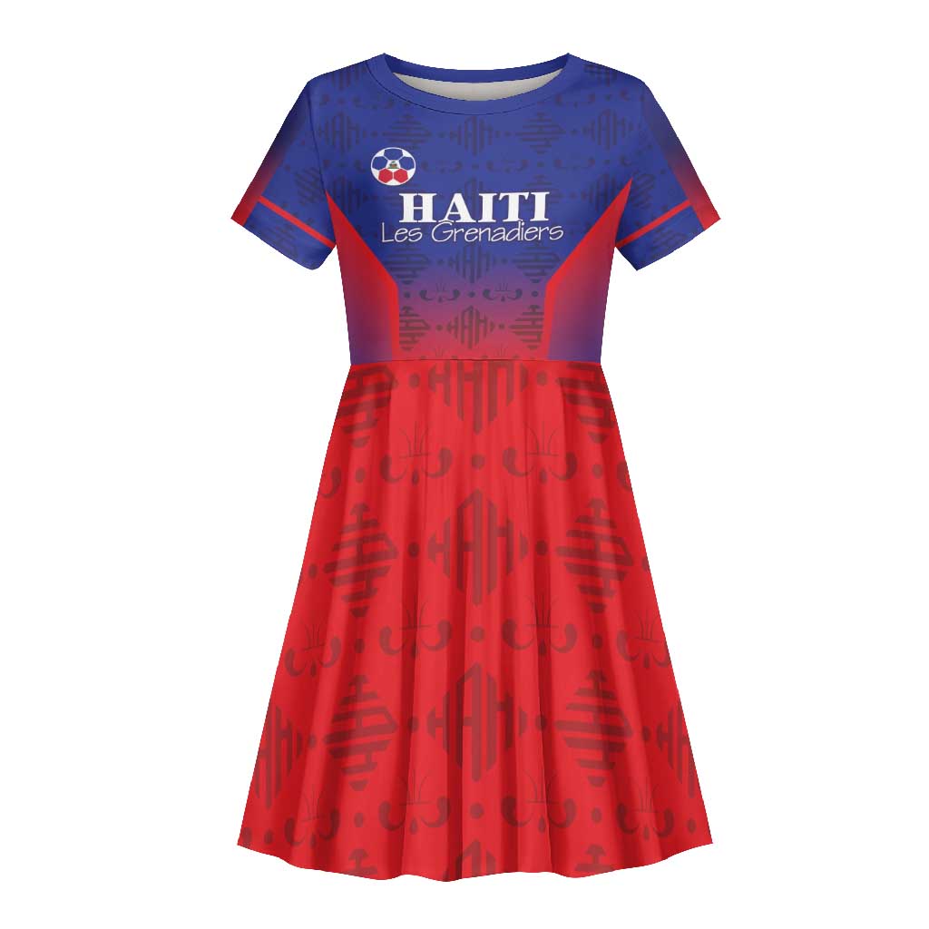Custom Afro Haiti Football Kid Short Sleeve Dress Sporty Style LT05