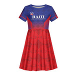 Custom Afro Haiti Football Kid Short Sleeve Dress Sporty Style LT05