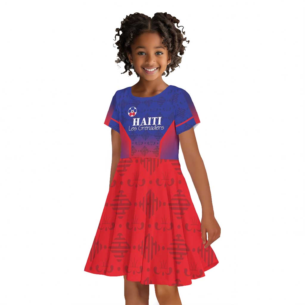 Custom Afro Haiti Football Kid Short Sleeve Dress Sporty Style LT05