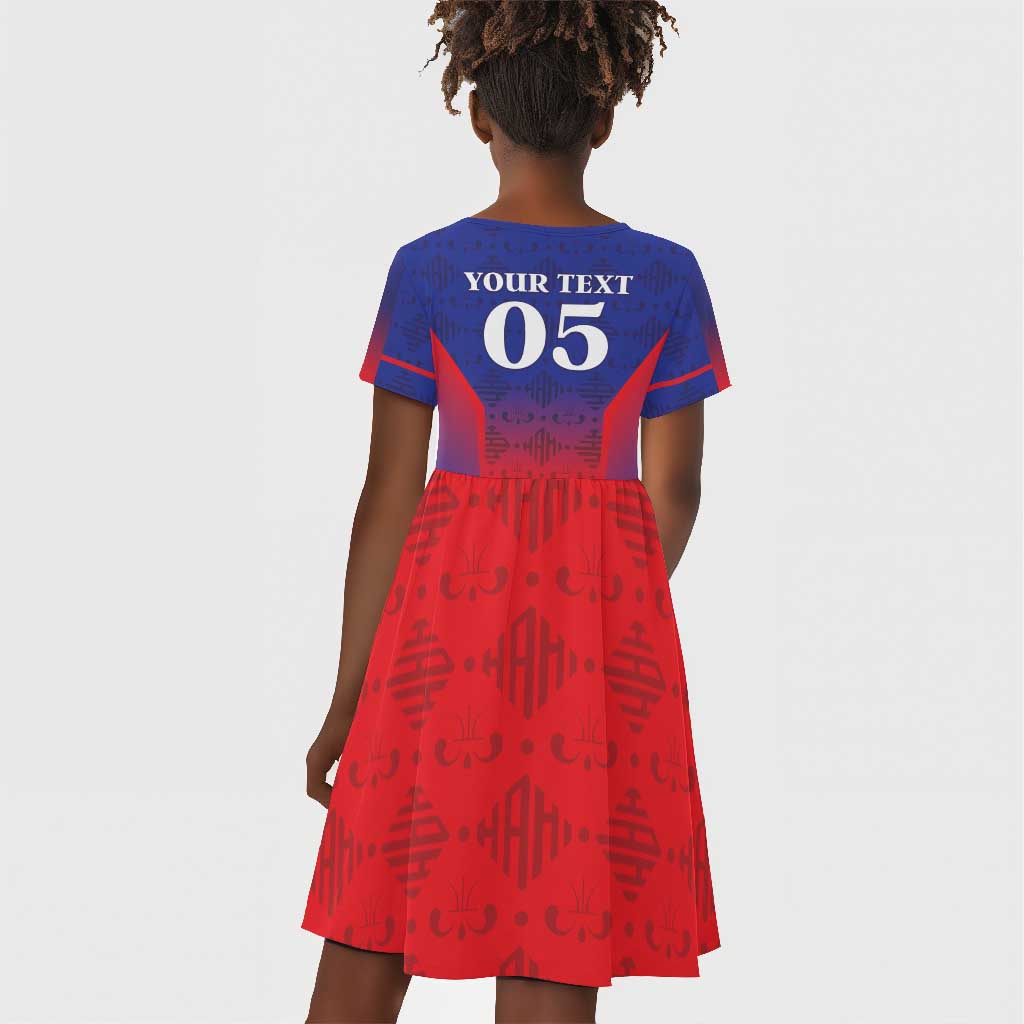 Custom Afro Haiti Football Kid Short Sleeve Dress Sporty Style LT05