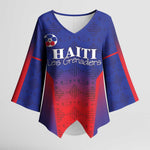 Custom Afro Haiti Football Kimono Sleeve Blouse Sporty Style