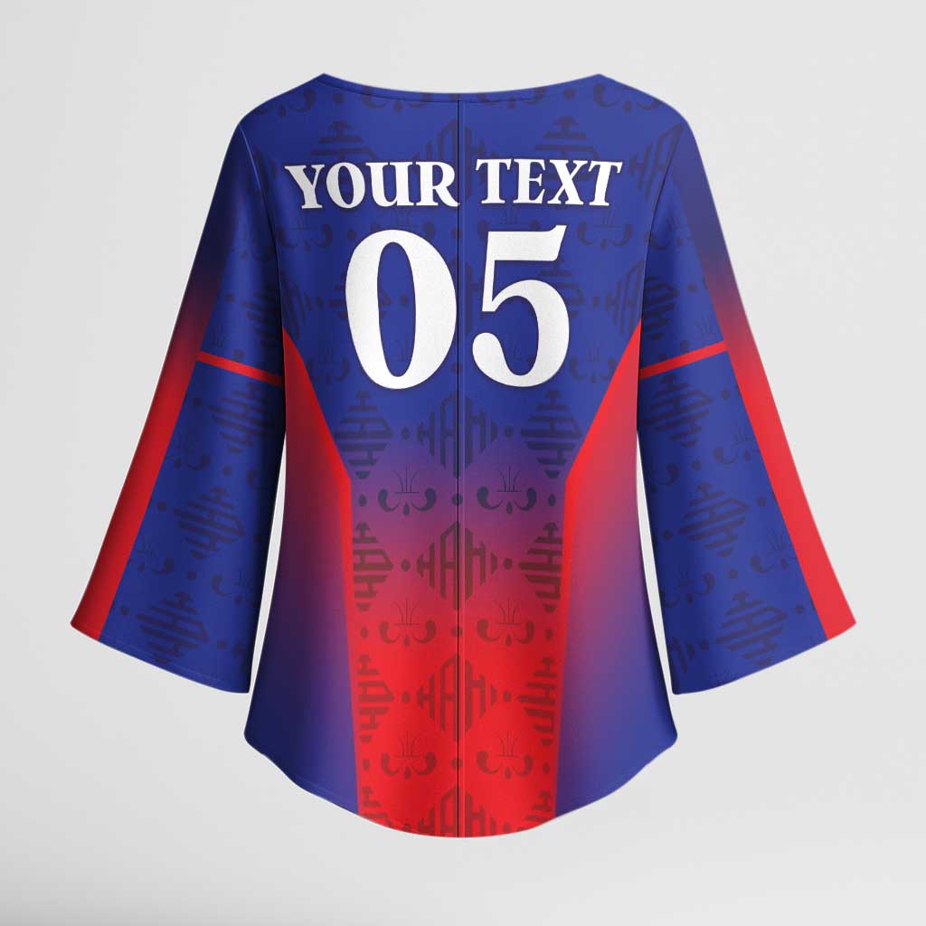 Custom Afro Haiti Football Kimono Sleeve Blouse Sporty Style