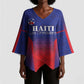 Custom Afro Haiti Football Kimono Sleeve Blouse Sporty Style