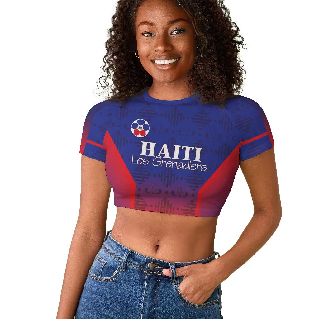 Custom Afro Haiti Football Raglan Cropped T shirt Sporty Style LT05