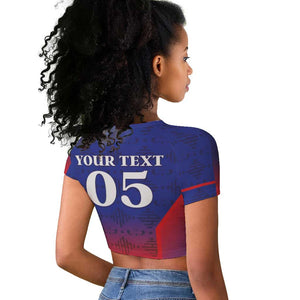 Custom Afro Haiti Football Raglan Cropped T shirt Sporty Style LT05