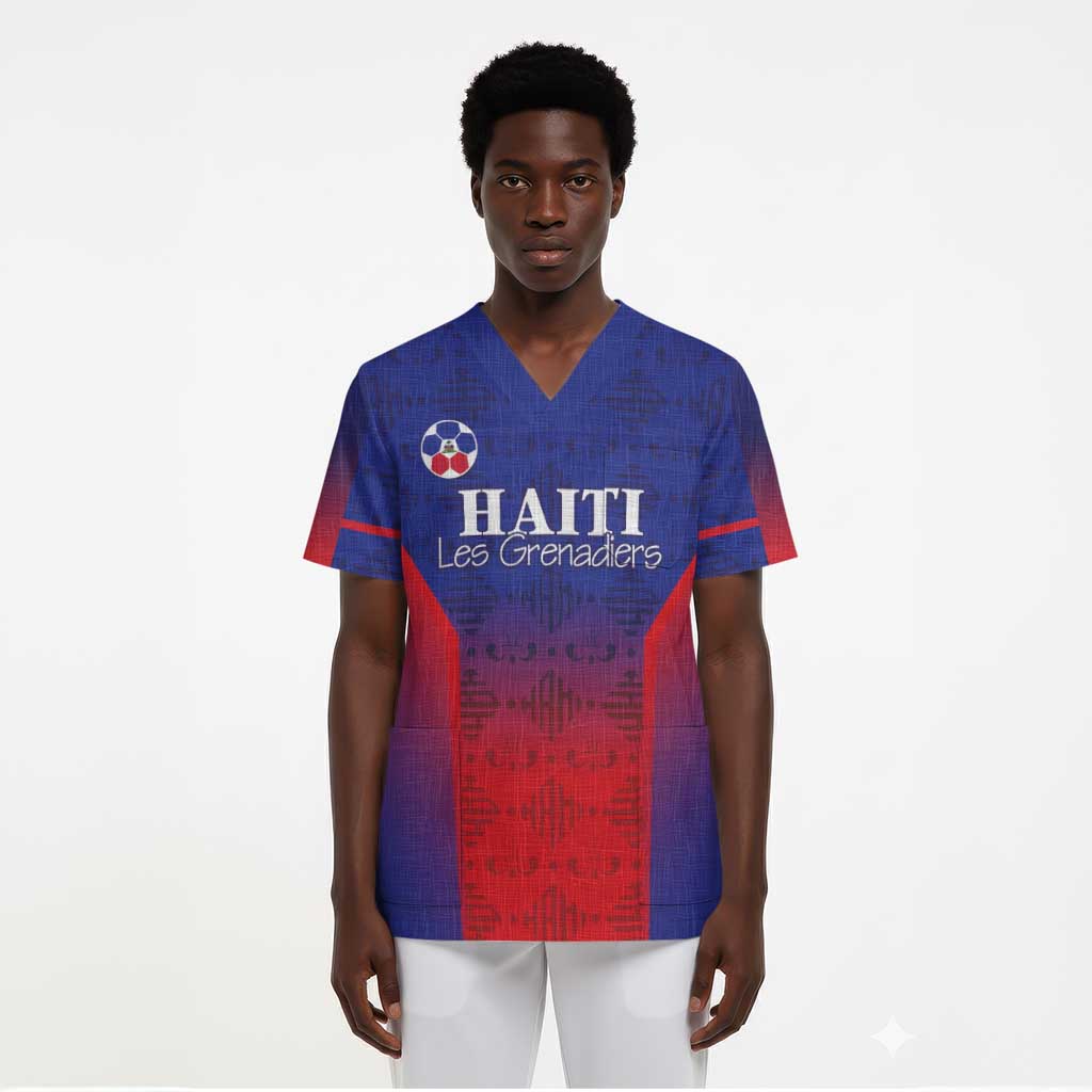 Custom Afro Haiti Football Scrub Top Sporty Style - African Pride