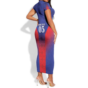 Custom Afro Haiti Football Short Sleeve Bodycon Dress Sporty Style LT05