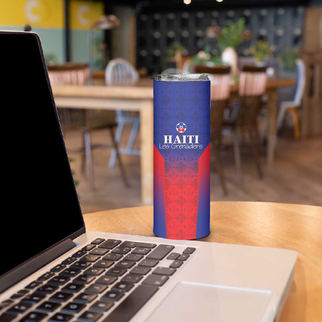 Custom Afro Haiti Football Skinny Tumbler Sporty Style - African Pride