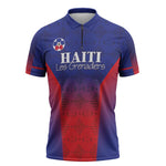 Custom Afro Haiti Football Zipper Polo Shirt Sporty Style