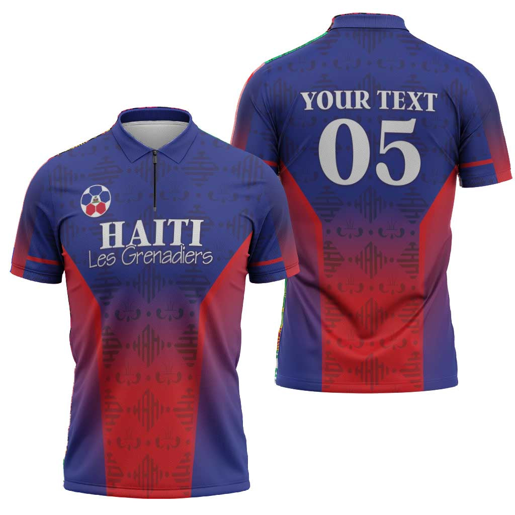 Custom Afro Haiti Football Zipper Polo Shirt Sporty Style