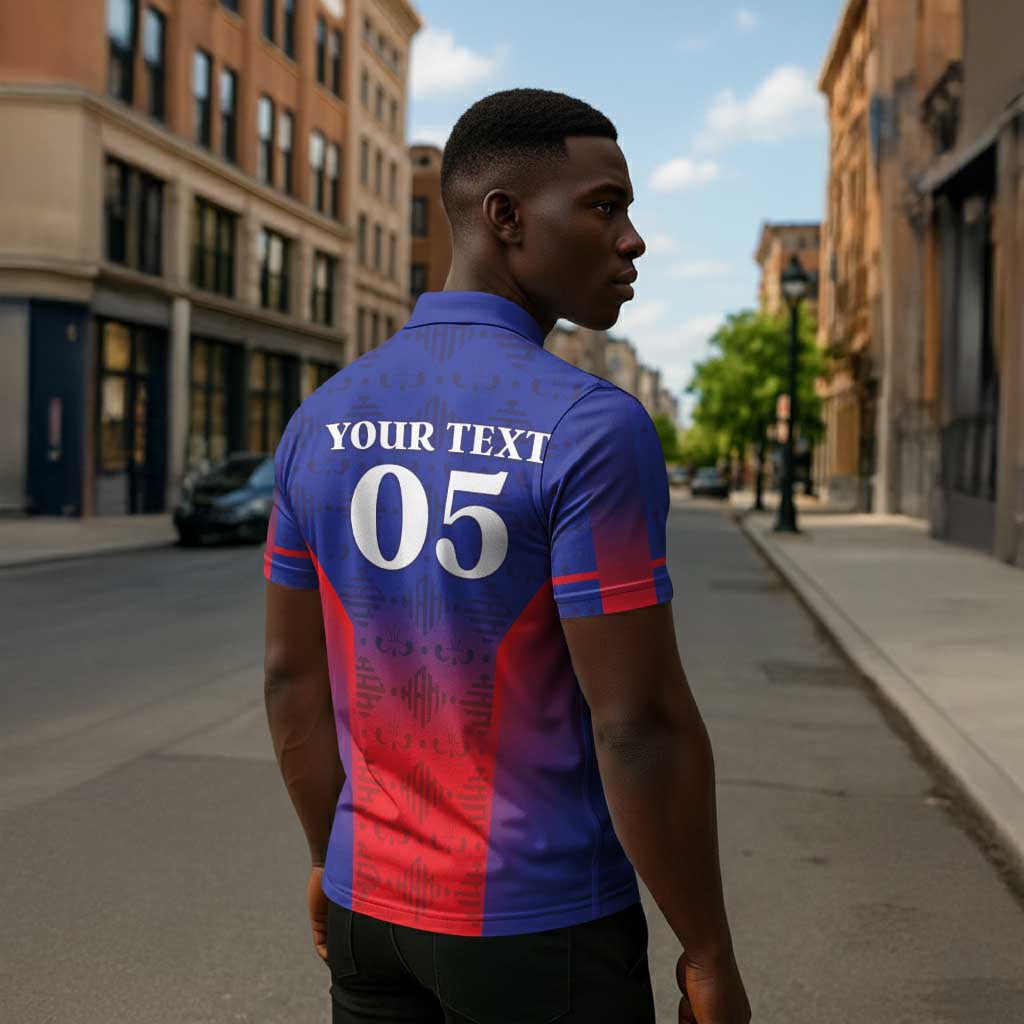 Custom Afro Haiti Football Zipper Polo Shirt Sporty Style