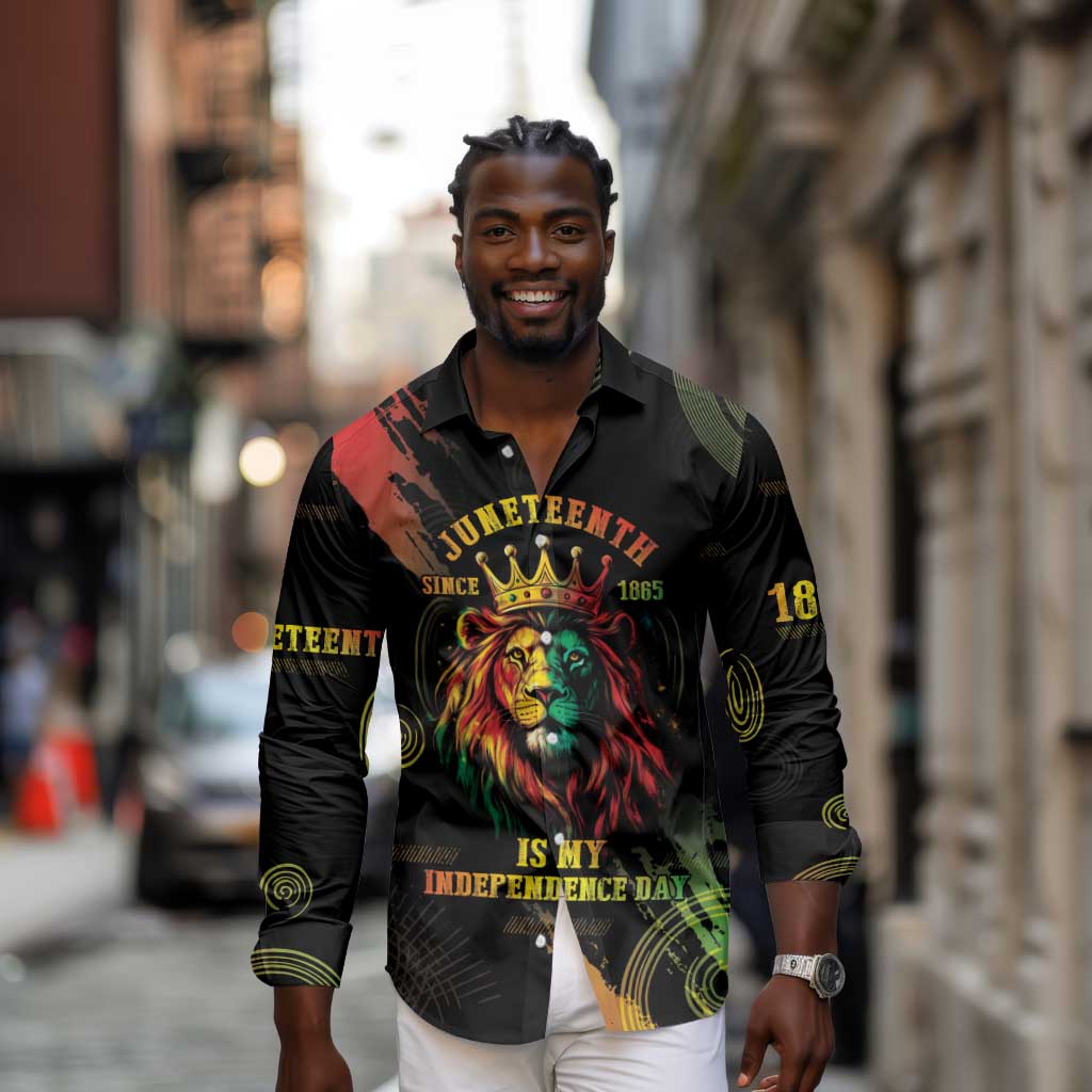 Juneteenth Is My Independence Day Long Sleeve Button Shirt
