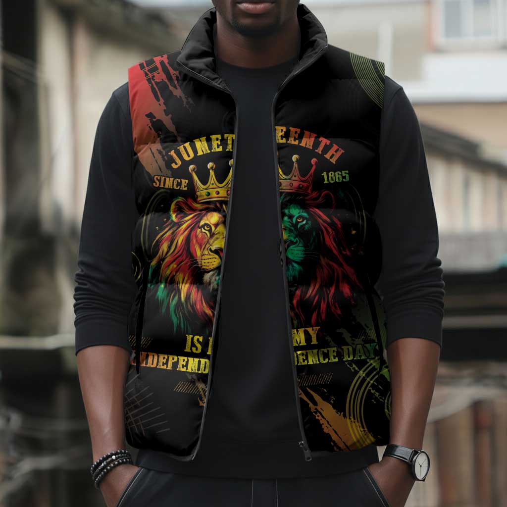 Juneteenth Is My Independence Day Sleeveless Puffer Jacket