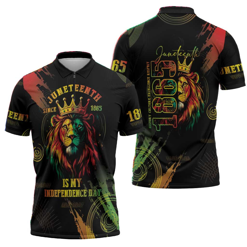 Juneteenth Is My Independence Day Zipper Polo Shirt